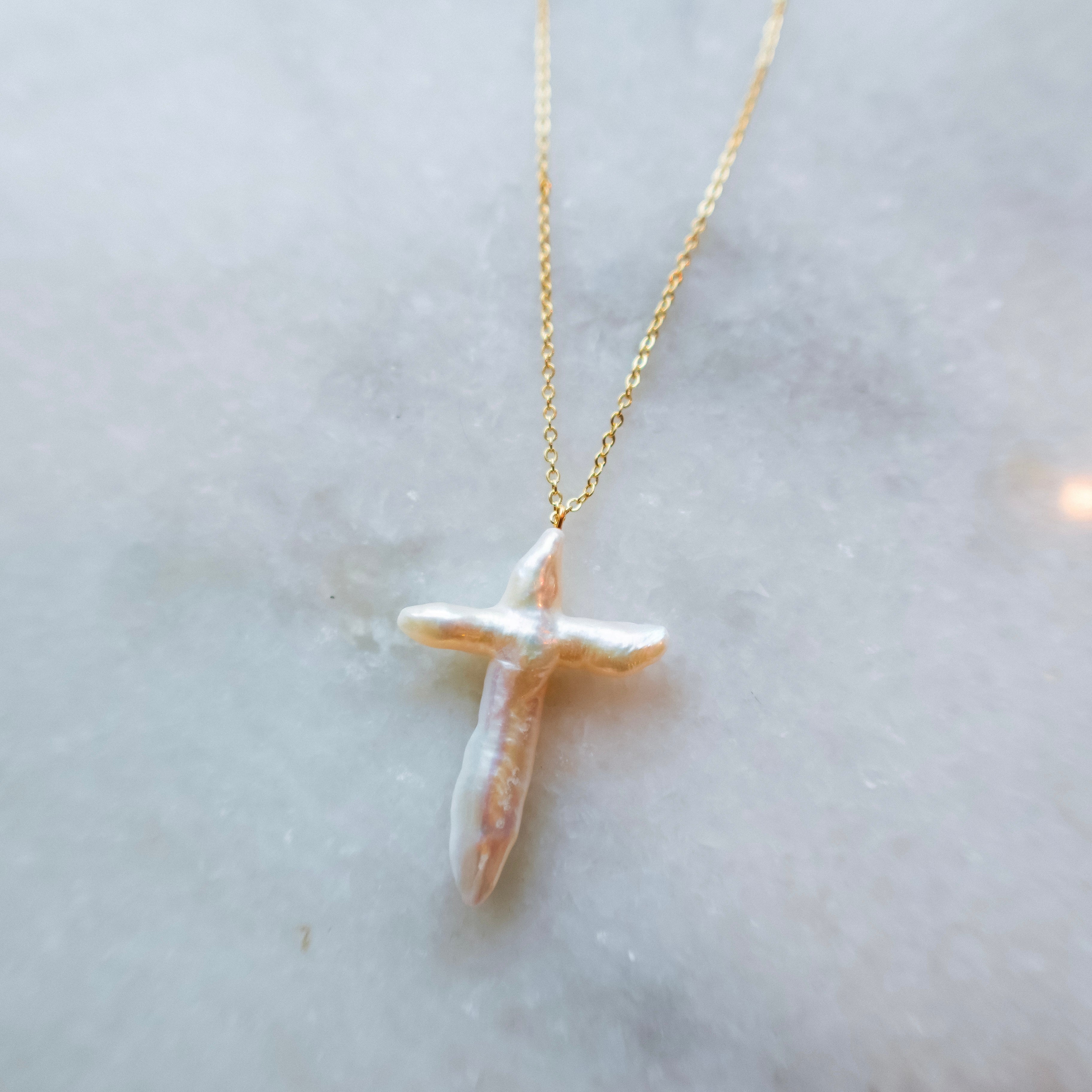 ★ENGBROX★ silver925 belief cross pearl necklace EBNL24053S Pearl Cross necklace – anjewelz.co