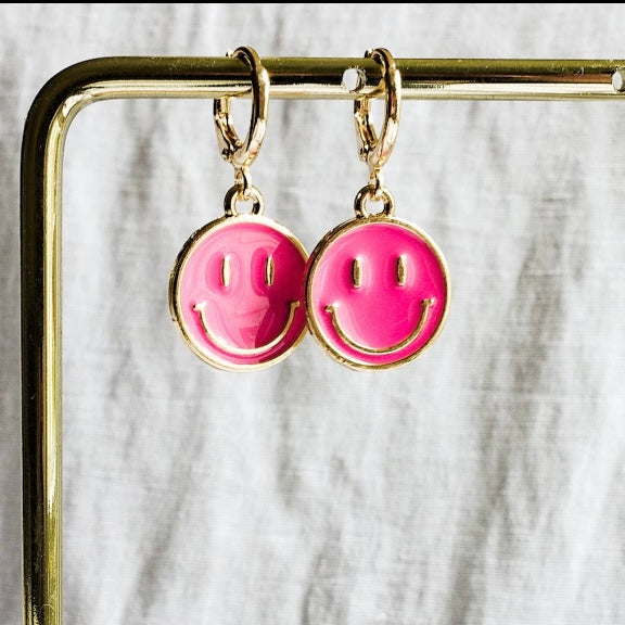 Pink smiley earrings :)