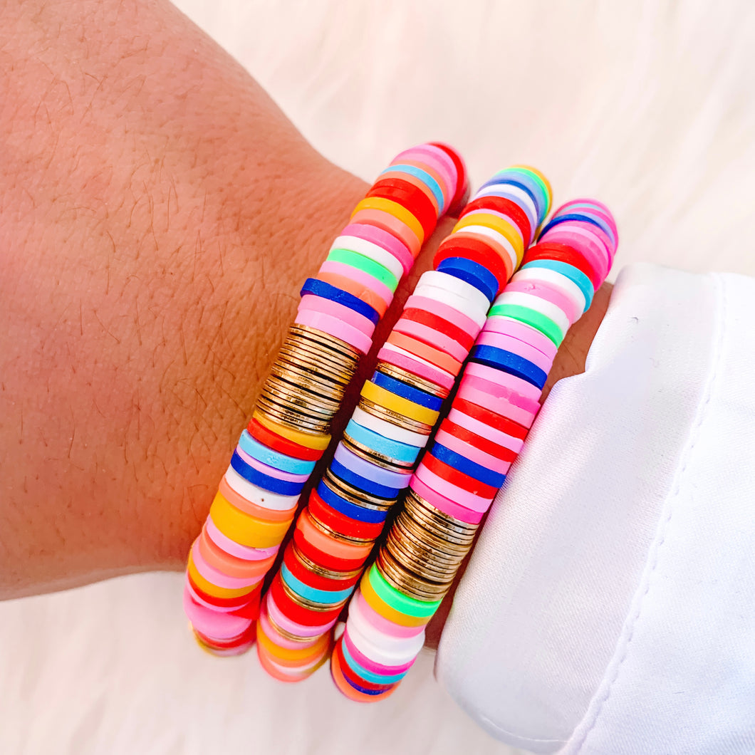 Rainbow/ Gold Disc beaded bracelet 🌈