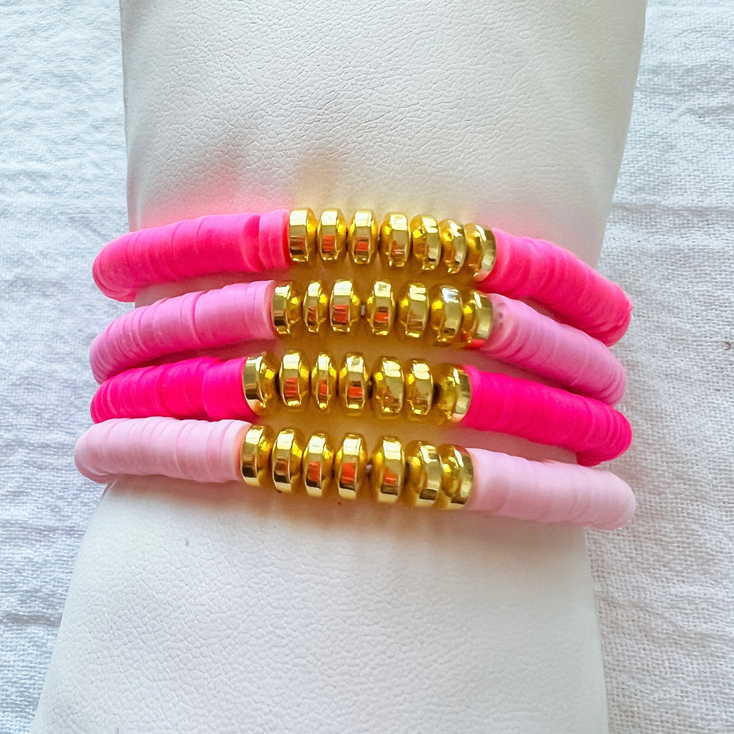 Pink bracelet stack