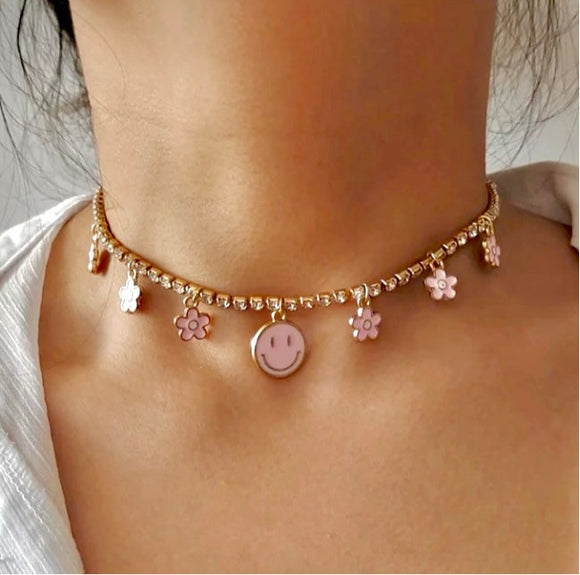 Smiley flower necklaces