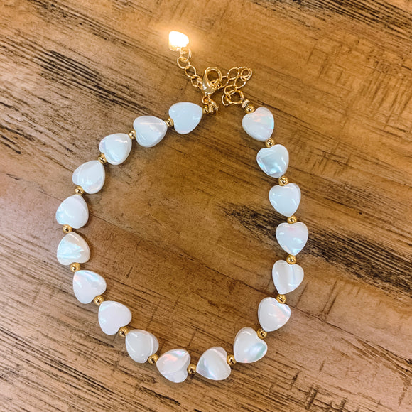 Mother pearl Heart bracelet/ anklet