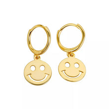 Load image into Gallery viewer, Smiley face gold earrings
