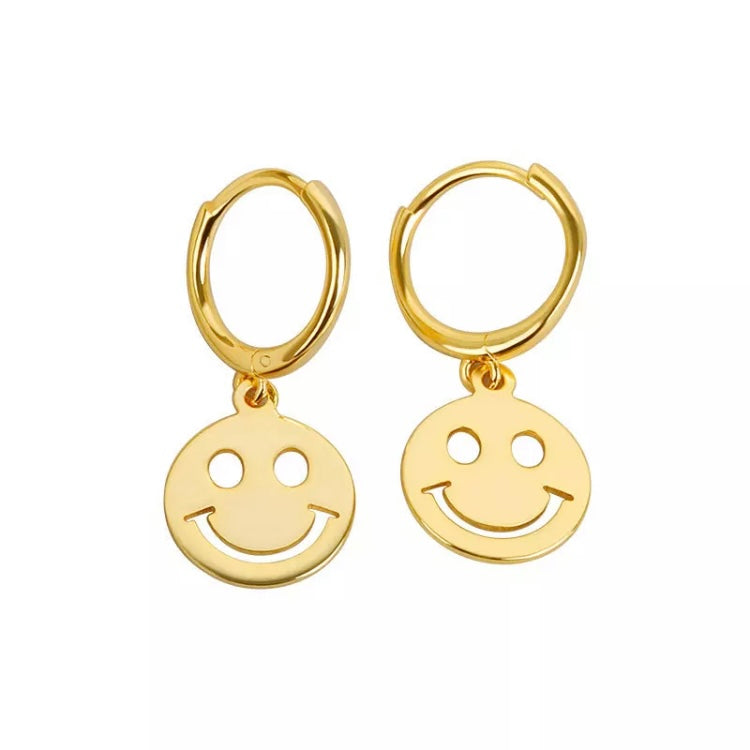 Smiley face gold earrings