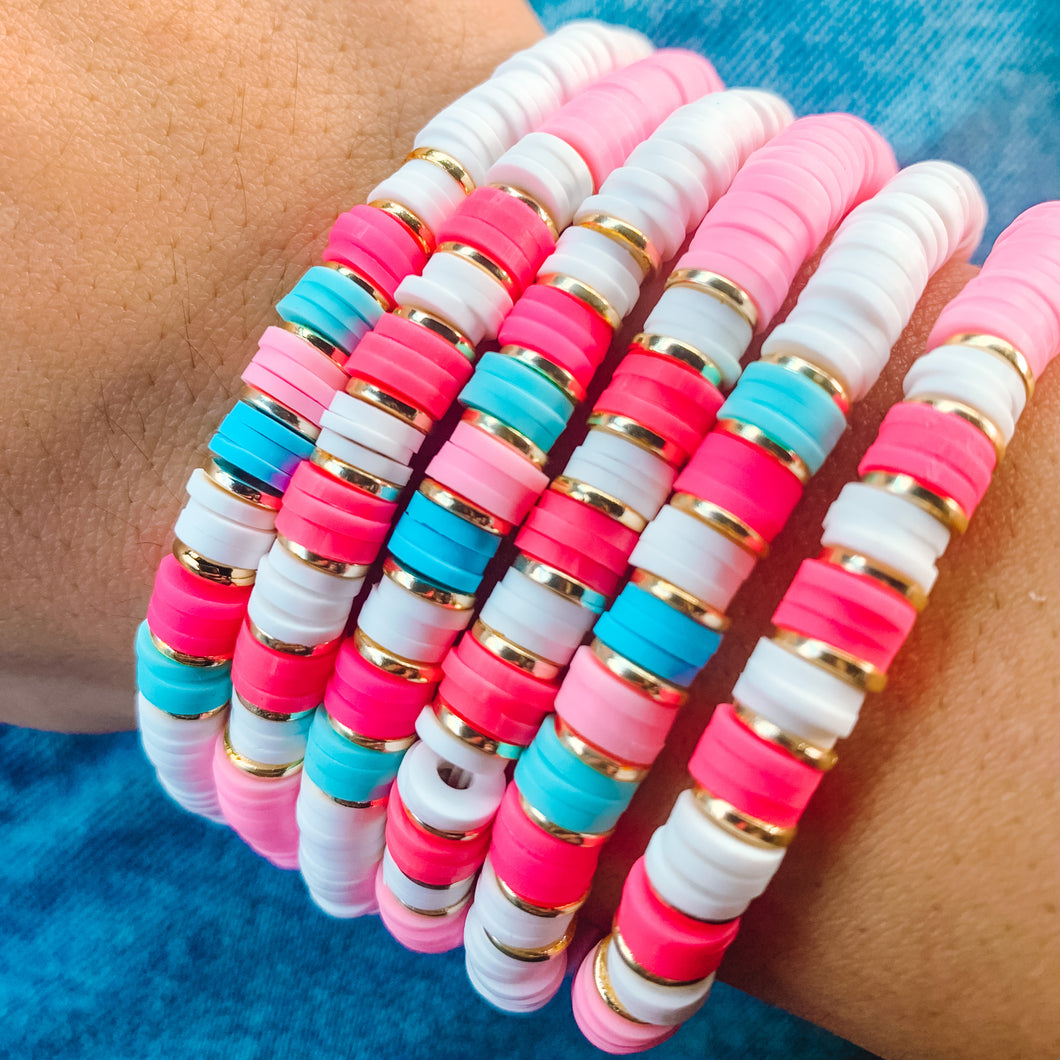 Cotton candy beaded bracelets