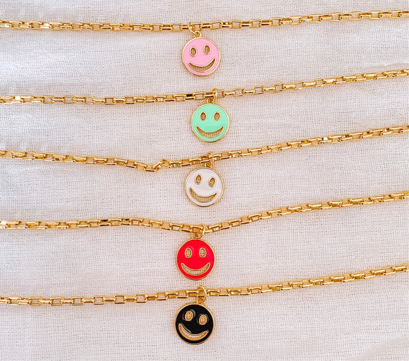 Hollow gold plated smiley necklaces